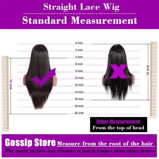 Gossip Lace Front Human Hair Wigs For Black Women Malaysian Silky Straight Hair Wigs 8"-24" Pre Plucked Swiss Lace Wig Non Remy