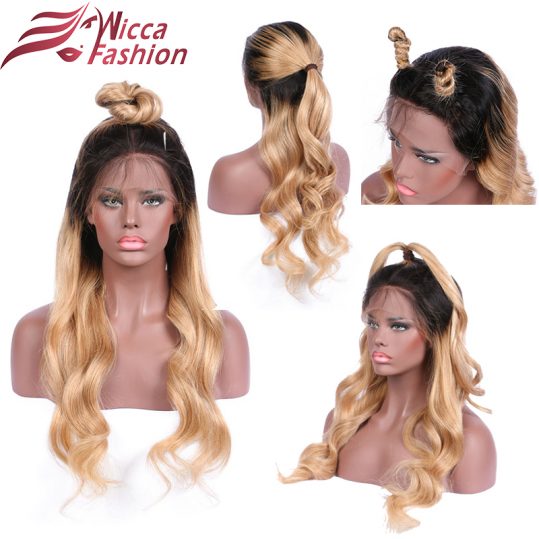 dream beauty Body Wave Ombre 27 Color Front lace wig Non-Remy Hair Brazilian Human Hair Wigs With Baby Hair