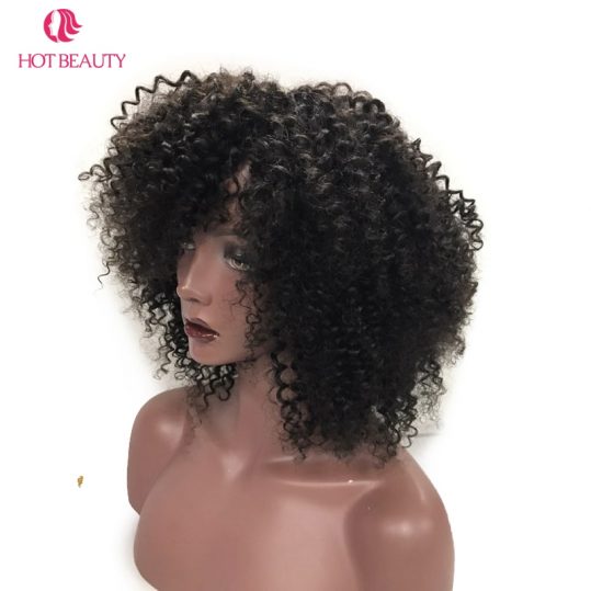 Hot Beauty Hair Brazilian Kinky Curly Short Wig 8'' 10'' Can Be Dyed Full 310g 100% Remy Human Hair Wigs Natural Black Color