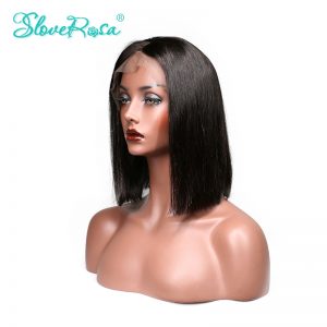 Short Bob Wigs Brazilian Remy Hair Lace Front Human Hair Wigs For Black Women 150% Density Lace Wig Bleached Knots Slove Rosa