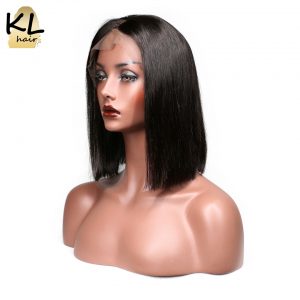 KL Hair Straight Short Bob Wigs 8" 10" 12" Natural Color Brazilian Remy Hair Lace Front Human Hair Wigs Bob For Black Women