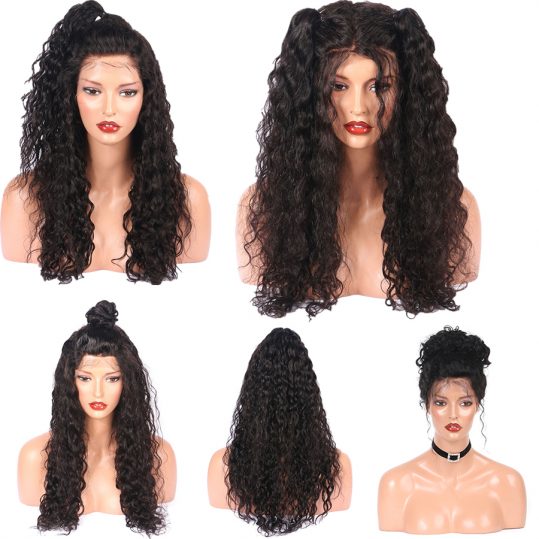 ALICROWN Curly Lace Front Human Hair Wigs With Baby Hair Brazilian Remy Hair Wigs For Black Women Pre-Plucked Bleached Knots