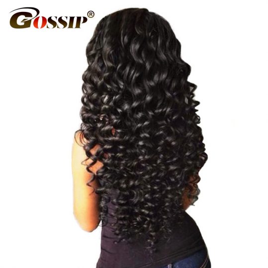 Gossip Hair Lace Front Human Hair Wigs For Black Women Natural Black Deep Wave Brazilian Hair Wigs 3" Swiss Lace Wig Non Remy