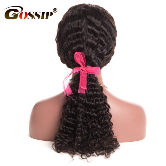 Gossip Hair Lace Front Human Hair Wigs For Black Women Natural Black Deep Wave Brazilian Hair Wigs 3" Swiss Lace Wig Non Remy