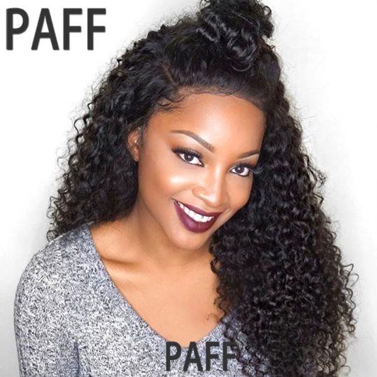PAFF Curly Lace Front Human Hair Wig Brazilian Non Remy Hair Natural Color Wig For Black Women With Baby Hair Pre Pluked