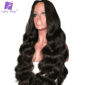 Luffy 180% Density Pre Plucked 13*6 Long Space Lace Front Human Hair Wigs With Baby Hair Peruvian Non-remy Hair For Black Women