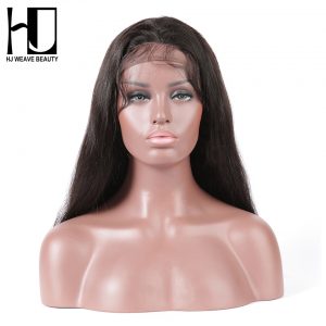 [HJ WEAVE BEAUTY] Lace Front Human Hair Wigs Straight Natural Color Brazilian Remy Hair Free Shipping