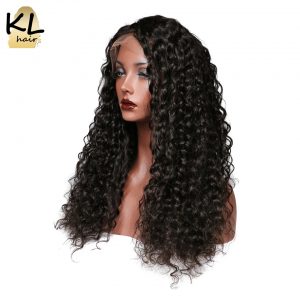 KL Hair Deep Wave Lace Front Human Hair Wigs Natural Color 1B Brazilian Remy Hair Lace Wigs For Black Women With Baby Hair