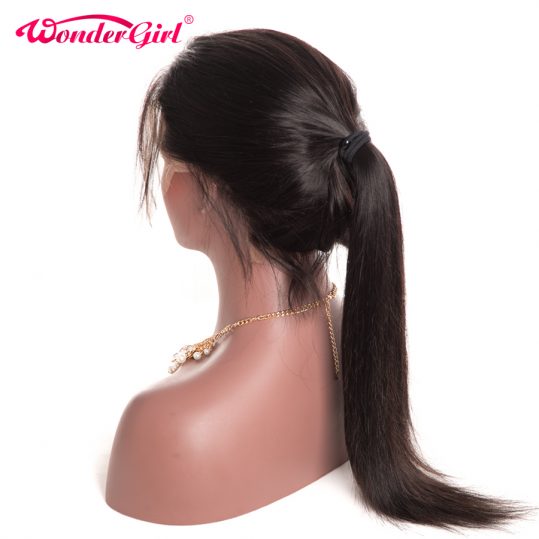 Wonder girl Glueless Lace Front Human Hair Wigs For Black Women Pre Plucked Straight Brazilian Hair Swiss Lace Wig Non Remy