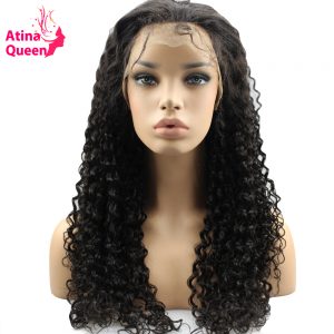 Atina Queen 180Density Glueless Lace Front Human Hair Wigs with Baby Hair for Black Women Pre Plucked Virgin Malaysian Curly Wig