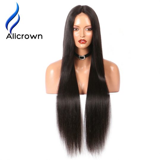 Alicrown Lace Front Human Hair Wigs For Black Women Straight Brazilian Remy Hair10-24"Pre Plucked Natural Hairline