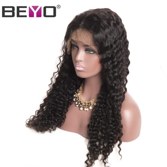 Beyo Hair Lace Front Human Hair Wigs For Black Women Pre Plucked Malaysian Deep Wave Wig With Baby Hair 8-26 Inch Non-Remy Hair
