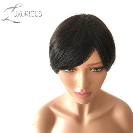 Luxurious None Lace Human Hair Wigs For Black Women Brazilian Remy Human Hair 6Inch Straight Short BOB Wig Color #1B