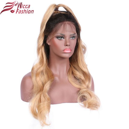 Dream Beauty 14"-24" Ombre Color 1b/27 Remy Brazilian Full Lace Human Hair Wigs Pre Plucked Natural Hairline wigs