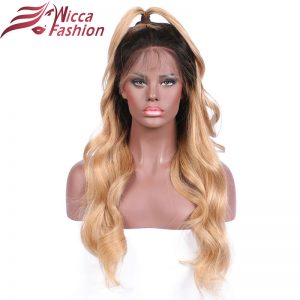 Dream Beauty 14"-24" Ombre Color 1b/27 Remy Brazilian Full Lace Human Hair Wigs Pre Plucked Natural Hairline wigs