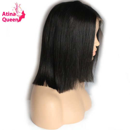 Atina Queen 180 Density Straight Brazilian Lace Front Bob Wigs Glueless Cut Short Wig for Black Women Free Ship Remy Human Hair