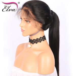 Elva Hair 180% Density 360 Lace Frontal Wig Pre Plucked With Baby Hair Straight Brazilian Remy Human Hair Wigs For Black Women