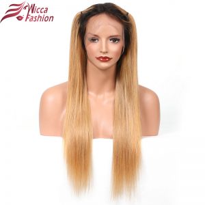 dream beauty ombre brazilian hair lace front wig 1b/27 Non-Remy straight  Human Hair Wigs With Baby Hair