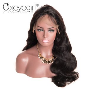 Oxeye girl 360 Lace Frontal Wigs Pre Plucked Front Human Hair Wigs For Women Natural Black  Brazilian Body Wave Non-Remy Hair