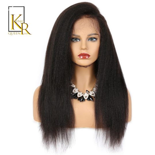 Kinky Straight Wig Brazilian Remy Lace Front Human Hair Wigs For Black Women Italian Yaki With Baby Hair King Rosa Queen