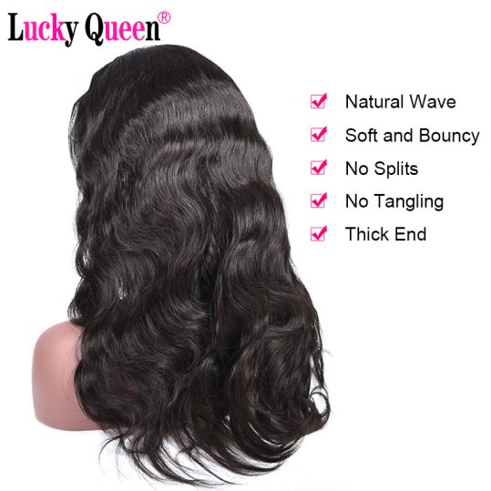 Lucky Queen Hair Lace Front Human Hair Wigs for Black Women Pre-Plucked Brazilian Body Wave Lace Wig 8-24 Inch Non-Remy Hair Wig