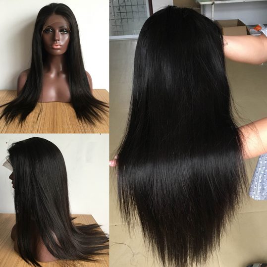 Luxurious #1/#1B/#2/Natural Color Straight Lace Front Human Hair Wigs For Black Women Brazilian Remy Hair 8-24inch Baby Hair