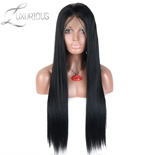 Luxurious #1/#1B/#2/Natural Color Straight Lace Front Human Hair Wigs For Black Women Brazilian Remy Hair 8-24inch Baby Hair