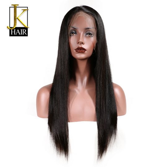 JK Pre Plucked Full Lace Human Hair Wigs With Baby Hair For Black Women Remy Brazilian Straight Human Hair Wig Natural Hairline