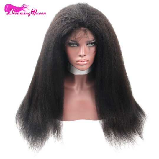 Kinky Straight Wig Glueless Lace Front Human Hair Wigs for Black Women with Baby Hair Remy Hair Italian Yaki Dreaming Queen Hair