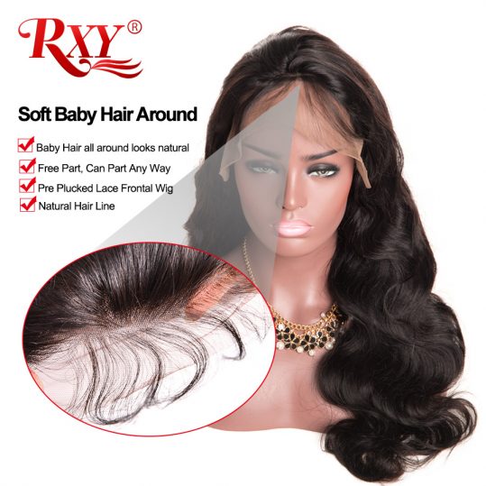 RXY Glueless Lace Front Human Hair Wigs For Black Women 150% Density Brazilian Hair Wigs With Baby Hair Body Wave Wig Non-Remy
