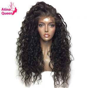 Atina Queen Wet and Wavy Glueless Full Lace Wigs With Baby Hair Natural Color 100 Human Hair wig for Black Women Remy Products