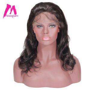 Maxglam 360 Lace Front Human Hair Wigs With Pre Plucked Baby Hair For Black Women Brazilian Remy Body Wave Free shipping