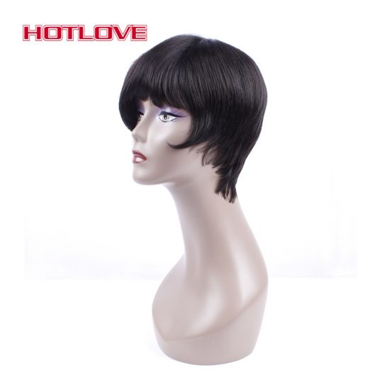 HOTLOVE Hair None Lace Short Bob Human Hair Wigs For Black Women With Baby Hair Brazilian Natural Wave Non Remy Hair
