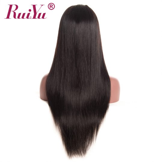RUIYU Straight Wig Lace Front Human Hair Wigs For Black Women Peruvian Lace Wigs Pre Plucked With Baby Hair And Bangs Non-Remy