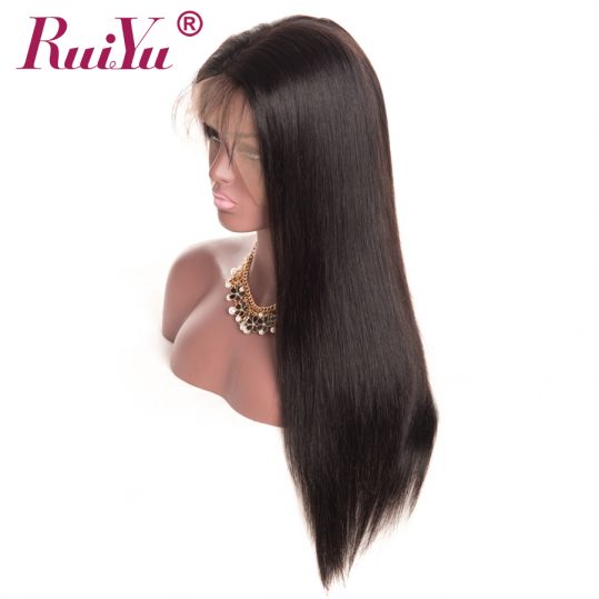 RUIYU Straight Wig Lace Front Human Hair Wigs For Black Women Peruvian Lace Wigs Pre Plucked With Baby Hair And Bangs Non-Remy