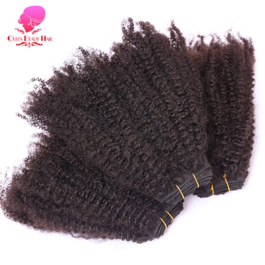 QUEEN BEAUTY HAIR Curly Coily Brazilian Hair Weave Bundles Remy Human Hair Extensions 1 Piece Natural Black Color Free Shipping