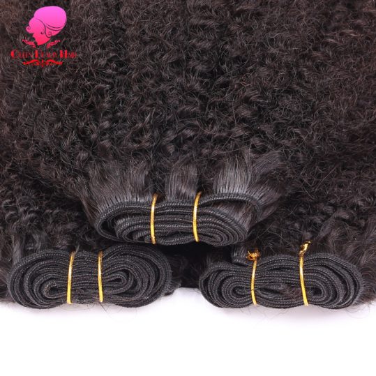 QUEEN BEAUTY HAIR Curly Coily Brazilian Hair Weave Bundles Remy Human Hair Extensions 1 Piece Natural Black Color Free Shipping