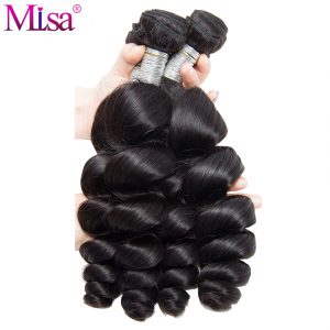 Mi Lisa Brazilian Loose Wave Hair Extensions 1 Piece Human Hair Weave Bundles Remy Hair Natural Color Can Buy 4 or 3 Bundles
