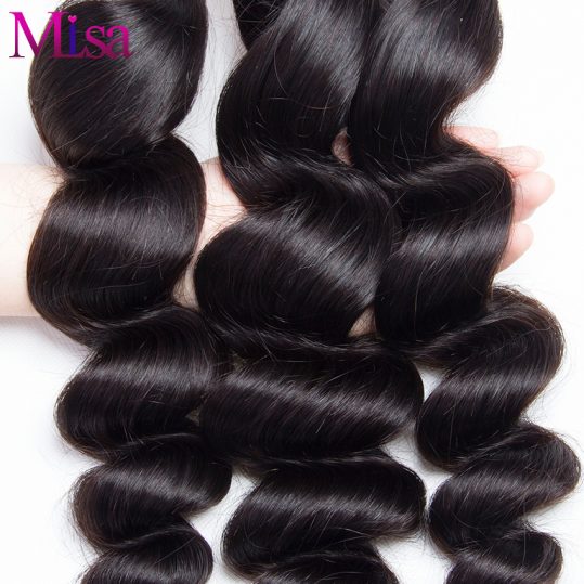 Mi Lisa Brazilian Loose Wave Hair Extensions 1 Piece Human Hair Weave Bundles Remy Hair Natural Color Can Buy 4 or 3 Bundles