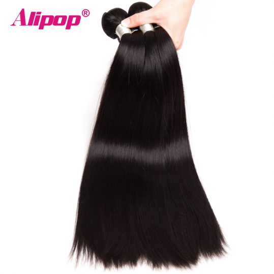 Brazilian Straight Hair Weave Bundles Remy Human Hair Bundles 10"-28" ALIPOP Double Weft Hair Extension Natural Black 1 bundle