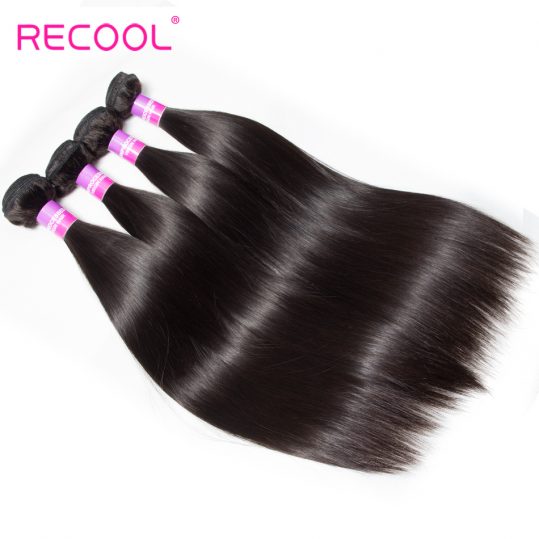Recool Brazilian Straight Hair Bundles Natural Black Color 100% Remy Human Hair Extensions 10-30 Inch Hair Weave Bundles