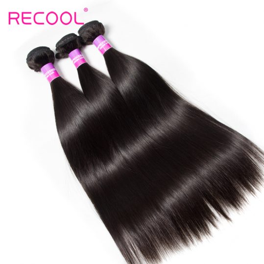 Recool Brazilian Straight Hair Bundles Natural Black Color 100% Remy Human Hair Extensions 10-30 Inch Hair Weave Bundles