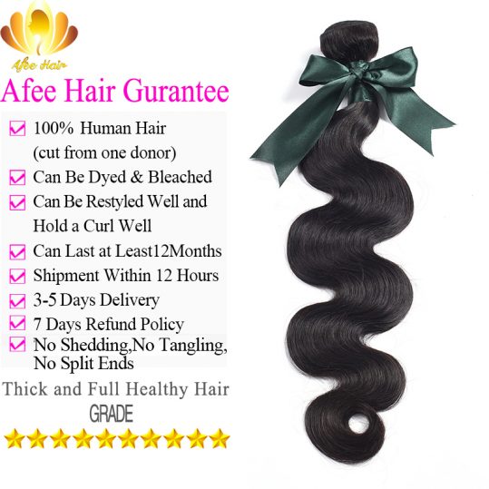 Ali Afee Hair Brazilian Body Wave Remy Human Hair Weave Bundles Natural Black Hair Extension 1 Piece  8-28 Inches Free Shipping
