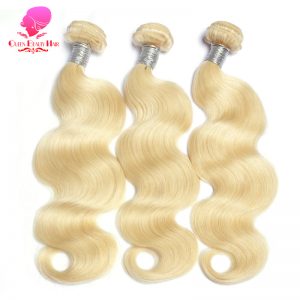 QUEEN BEAUTY HAIR Brazilian Body Wave Remy Hair Weft 613 Blonde Hair 1PC 12inch To 30inch Human Hair Weave Bundles Free Shipping