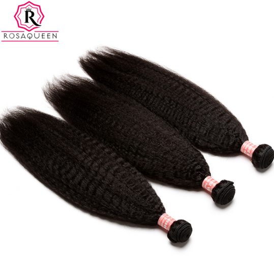 Kinky Straight Hair Brazilian Hair Weave Bundles Coarse Yaki 100% Human Hair Bundles Rosa Queen Hair Products Remy Extensions
