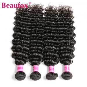 Beaufox Deep Wave Brazilian Hair Bundles 100% Human Hair Bundles Natural Color Remy Hair Can Buy 3 Or 4 Bundles Free Shipping