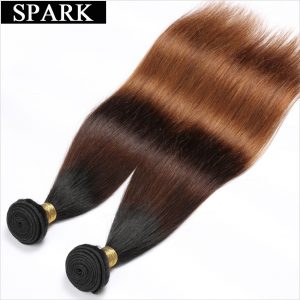 Spark Ombre Brazilian Straight Hair 1PC 3 Color 1B/4/30 Remy Hair Weave Bundles 100% Human Hair Extensions Free Shipping