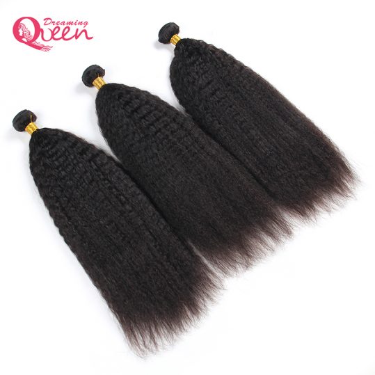 Brazilian Kinky Straight Hair Weave Bundles 100% Human Hair Coarse Yaki Remy Hair Natural Black Dreaming Queen Hair Products