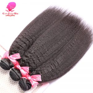 QUEEN BEAUTY HAIR Brazilian Remy Hair Extensions Kinky Straight Hair Weave 1PC Natural Color Human Hair Bundles Free Shipping