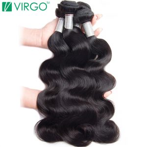 Volys Virgo Hair Products Brazilian Body Wave Hair Bundles Human Hair Weave Bundles Remy Hair Natural Black 1 Piece